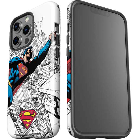 DC Comics Superman Flying Over City Pose iPhone 15 Pro Impact Case